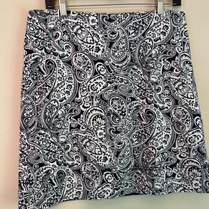 Talbots fully lined size 10 A-line skirt blue cream paisley